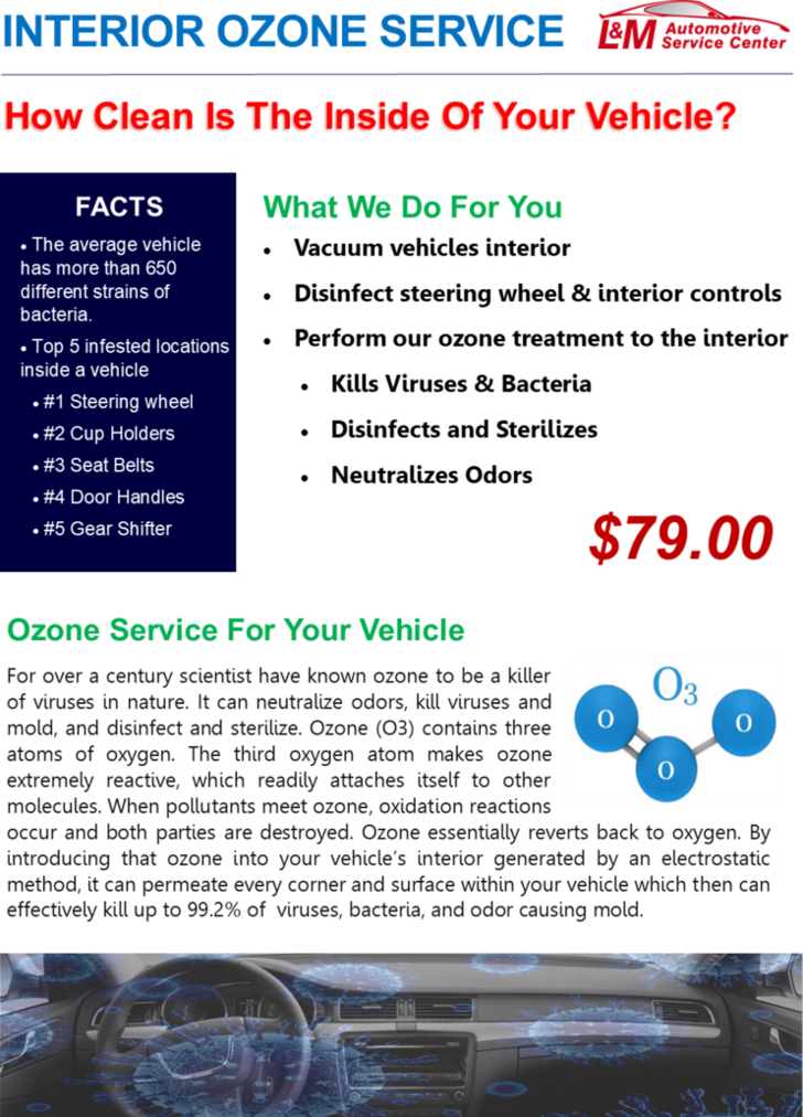 Ozone Treatment banner | L & M Automotive Service Center